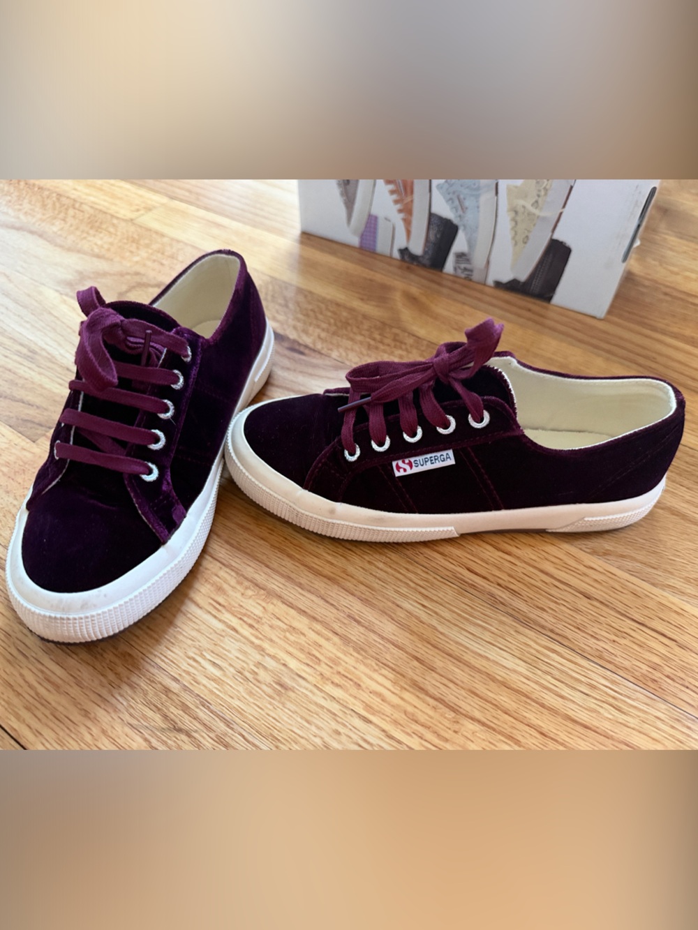Superga Velvet Low-Top Sneakers in Deep Plum